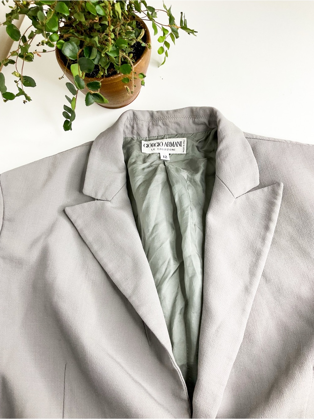 Giorgio Armani Le Collezioni Light Gray Wool Women’s Blazer Jacket